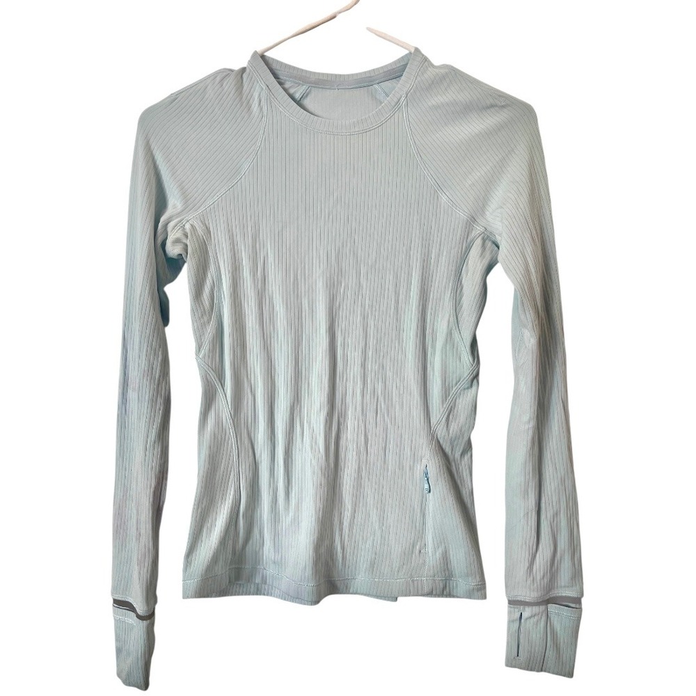 Lululemon Its Rulu‎ Run Ribbed Long Sleeve Shirt Blue 4